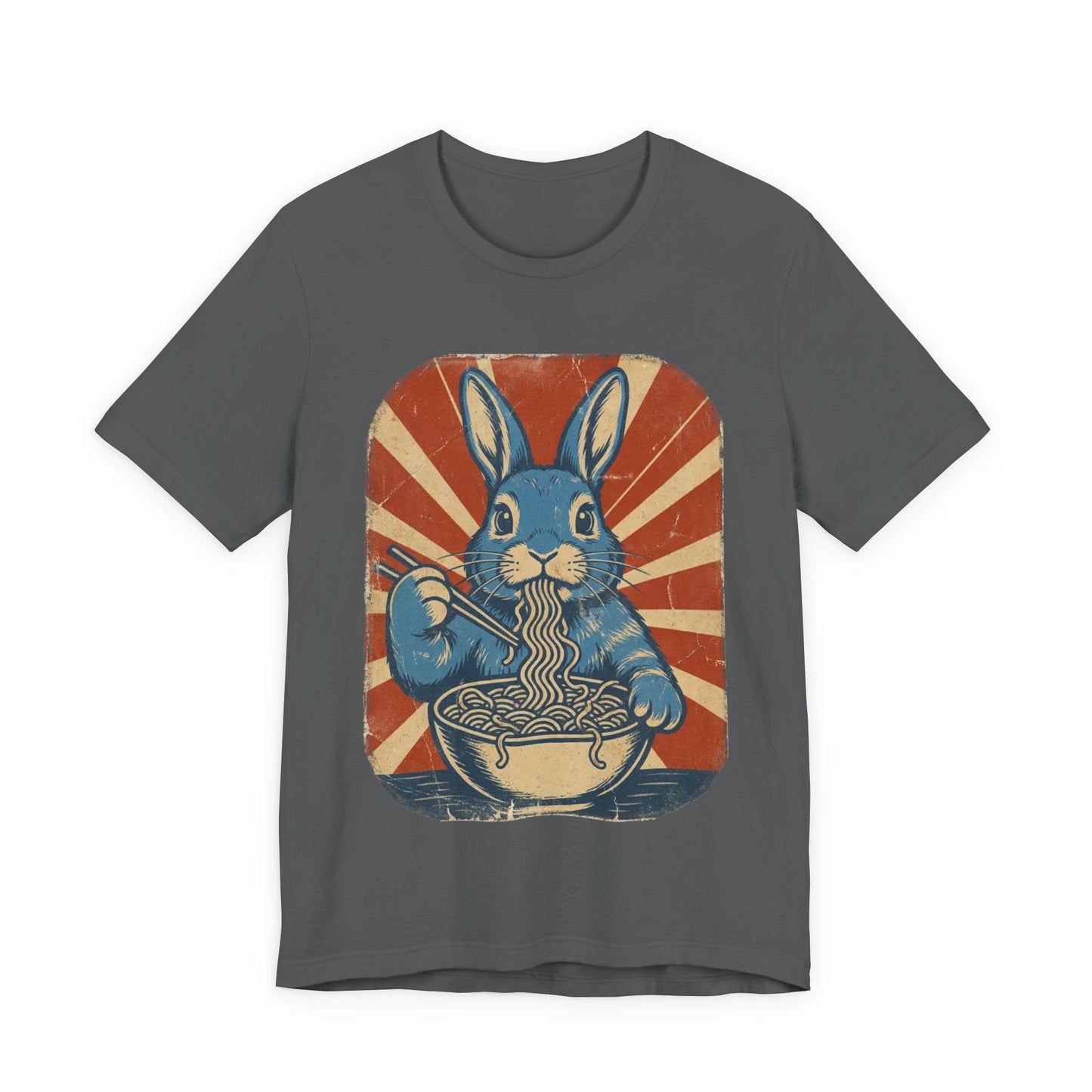 Retro Vintage Bunny Eating Noodles